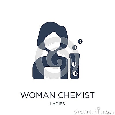 Woman Chemist icon. Trendy flat vector Woman Chemist icon on white background from Ladies collection Vector Illustration