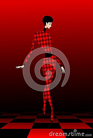 Woman is in chess tights Vector Illustration