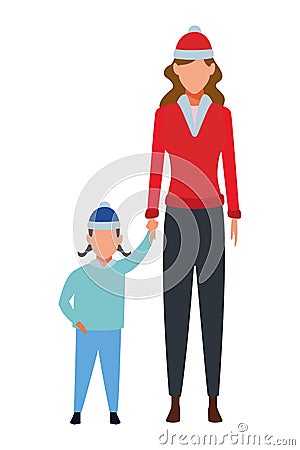 Woman with child avatars Vector Illustration