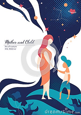 Woman and child flat illustration Vector Illustration