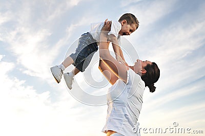 Woman child outdoor Stock Photo