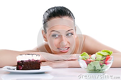 Woman choosing food Stock Photo