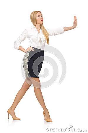 Woman in classic office clothing isolated on white Stock Photo