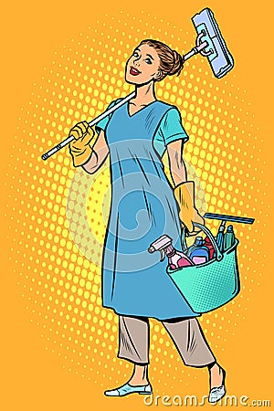 Woman cleaner profession Vector Illustration
