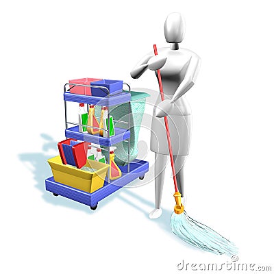 Woman cleaning Cartoon Illustration