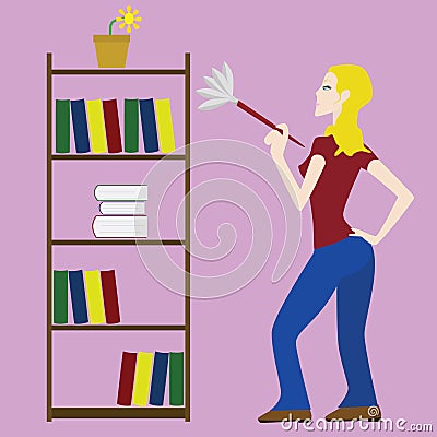 Woman cleaning Vector Illustration