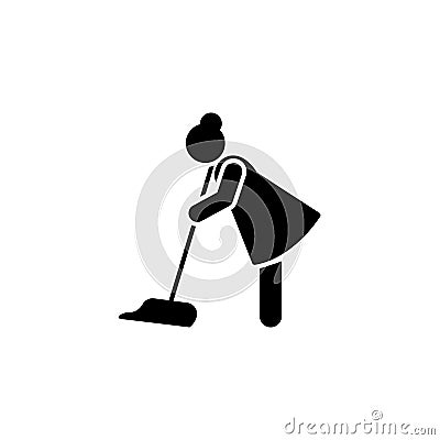 Woman, cleaning, floor icon. Element of daily routine icon Stock Photo