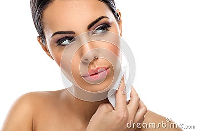 Woman cleaning skin Stock Photo