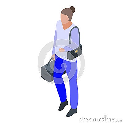 Woman climate immigrant icon, isometric style Vector Illustration