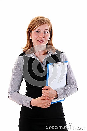 Woman and clipboard Stock Photo