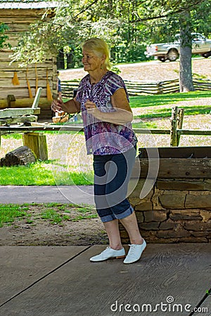 Woman Clogging to Mountain Music Editorial Stock Photo