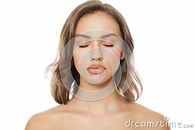 Woman with closed eyes Stock Photo