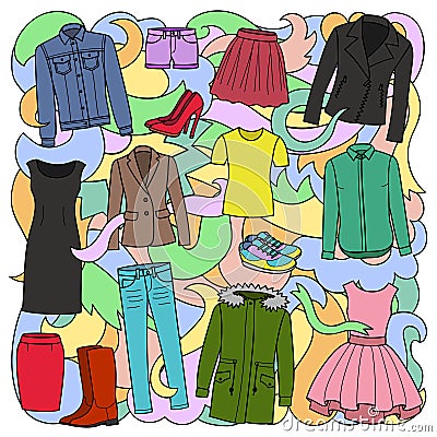 Woman Clothes Colorful Pattern Vector Illustration