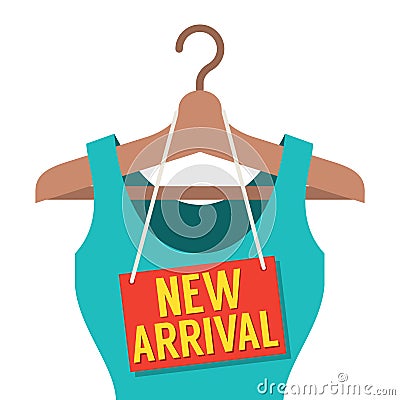 Woman Clothes On Hanger With New Arrival Tag Vector Illustration