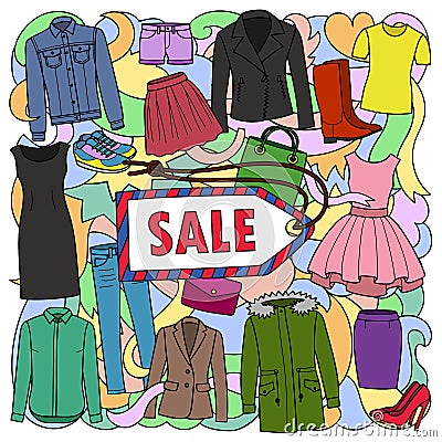 Woman Clothes Sale Pattern Vector Illustration