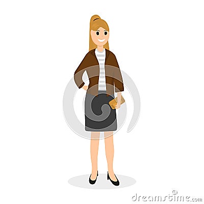 Woman with clutch bag on a white background Vector Illustration