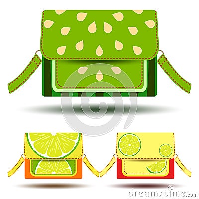 Woman clutch set poster isolated on white background. Vector Illustration