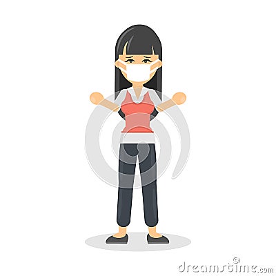 Woman with cold. Vector Illustration