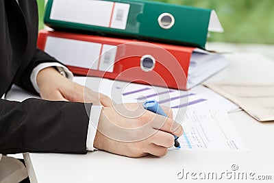 Woman collecting data Stock Photo