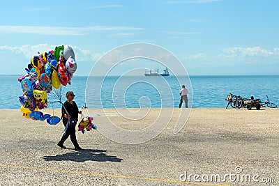 Peddler in Thessaloniki, Greece Editorial Stock Photo