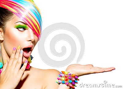 Woman with Colorful Makeup Stock Photo