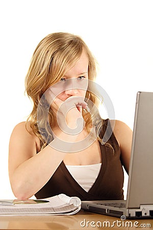 Woman concentrating Stock Photo