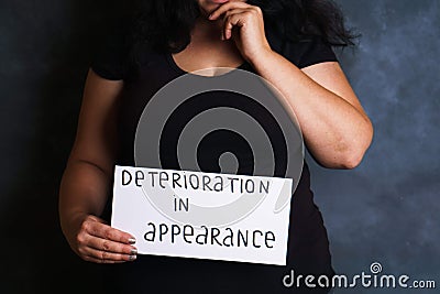 Woman concerned about appearance deterioration Stock Photo