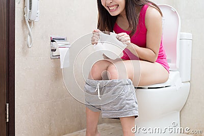 Woman with constipation Stock Photo