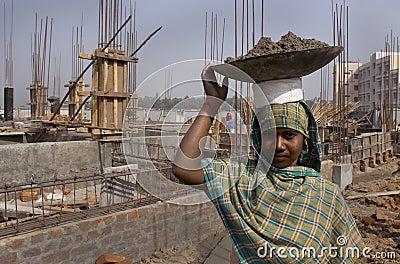 Woman construction worker Editorial Stock Photo