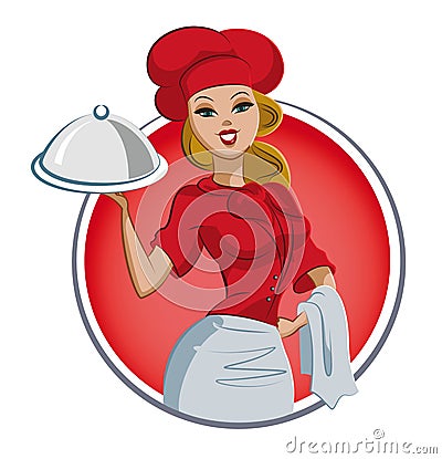 Woman cook in restaurant. Chef Vector Illustration
