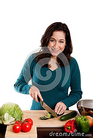 Woman cooking in kitchen Stock Photo