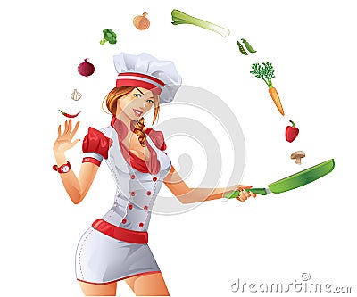 Woman Cooking Vector Illustration