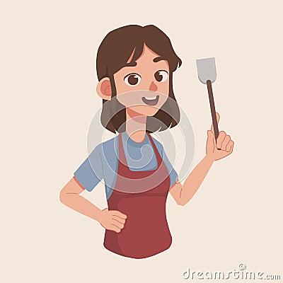 a woman with cooking tools Vector Illustration