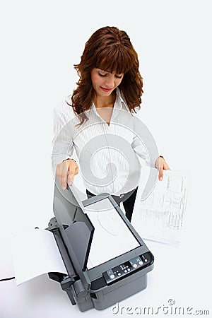 A woman copying Stock Photo