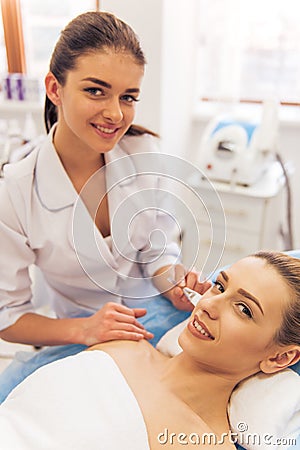 Woman at the cosmetician Stock Photo
