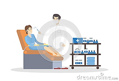 Woman at cosmetologist. Vector Illustration