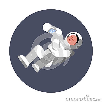 Woman cosmonaut fly in zero gravitation Vector Illustration