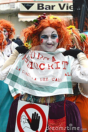 Woman in costume at Viareggio Carnival Editorial Stock Photo