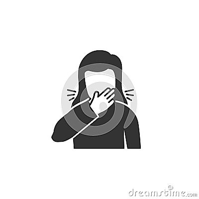 Woman coughs in hand icon in simple design. Vector illustration Vector Illustration