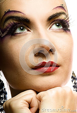 Woman with creative make-up Stock Photo