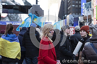 A woman cries at a Rally to Support Ukraine Editorial Stock Photo