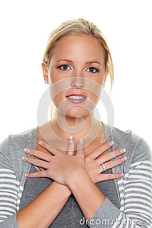 Woman with crossed hands woman with crossed hands Stock Photo