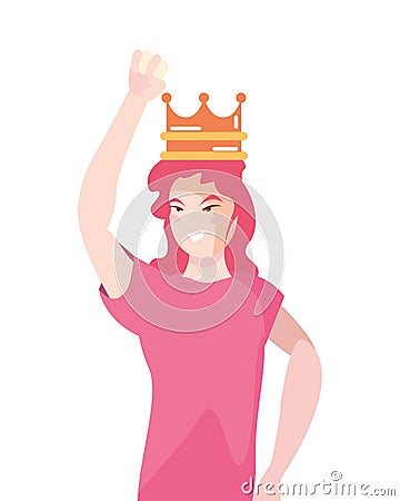 Woman with crown girl power Vector Illustration