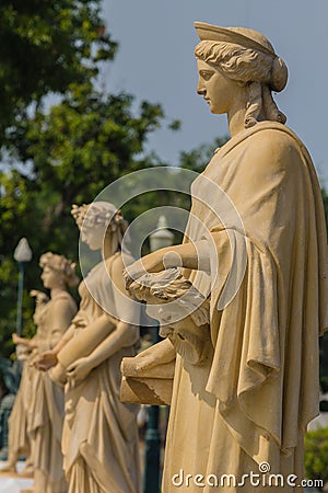 Woman culpture at Bangpain palace Ayutthaya in Thailand Stock Photo