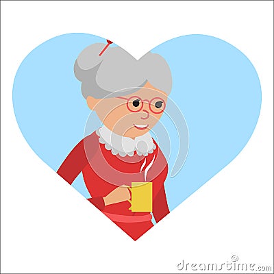 Woman with cup in her hand drinking hot coffee. Vector illustration icon Vector Illustration