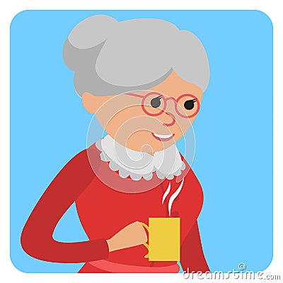 Woman with cup in her hand drinking hot coffee. Vector illustration icon Vector Illustration