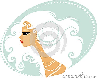 Woman with curly blond hair Vector Illustration