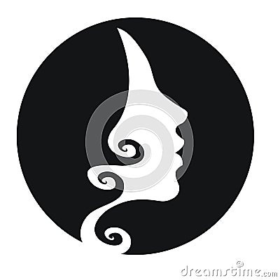 Woman with curly hair- icon Vector Illustration