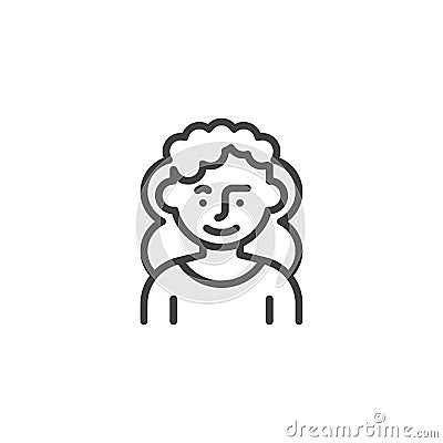 Woman with curly hair line icon Vector Illustration