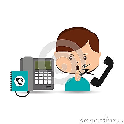 Woman customer complaints call center Vector Illustration